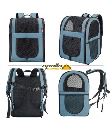 APOLLO WALKER Pet Carrier Backpack for Small Cats and Dogs, Puppies,  Two-Sided Entry, Safety Features and Cushion Back Support for Travel,  Hiking